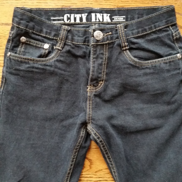City Ink Cowgirl Jeans Dark Wash Straight Leg Women 4 or Jr 18 - Picture 2 of 8